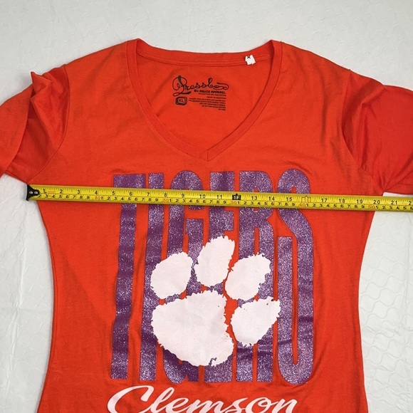 Pressbox Clemson Tigers orange and purple v-neck long sleeve t-shirt XL - Picture 4 of 6